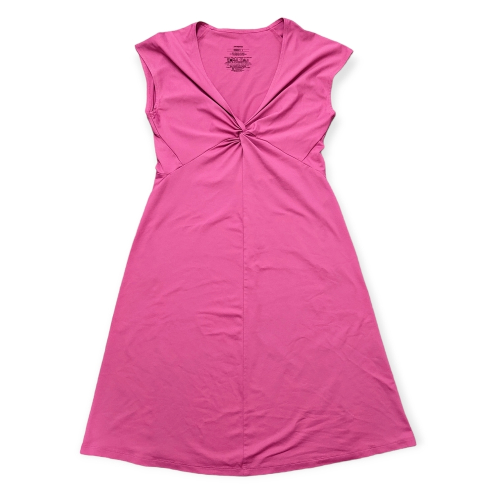 Patagonia Bandha Dress Twist Front Size Large Fuchsia Pink Stretch